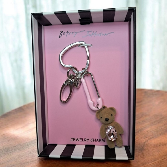 Betsey Johnson Handbags - Betsey Johnson Brown Teddy Bear Keychain/Bag Charm with Pink and Silver Accents